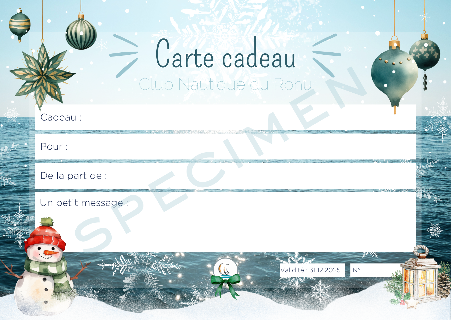 Carte cadeau personnalisable